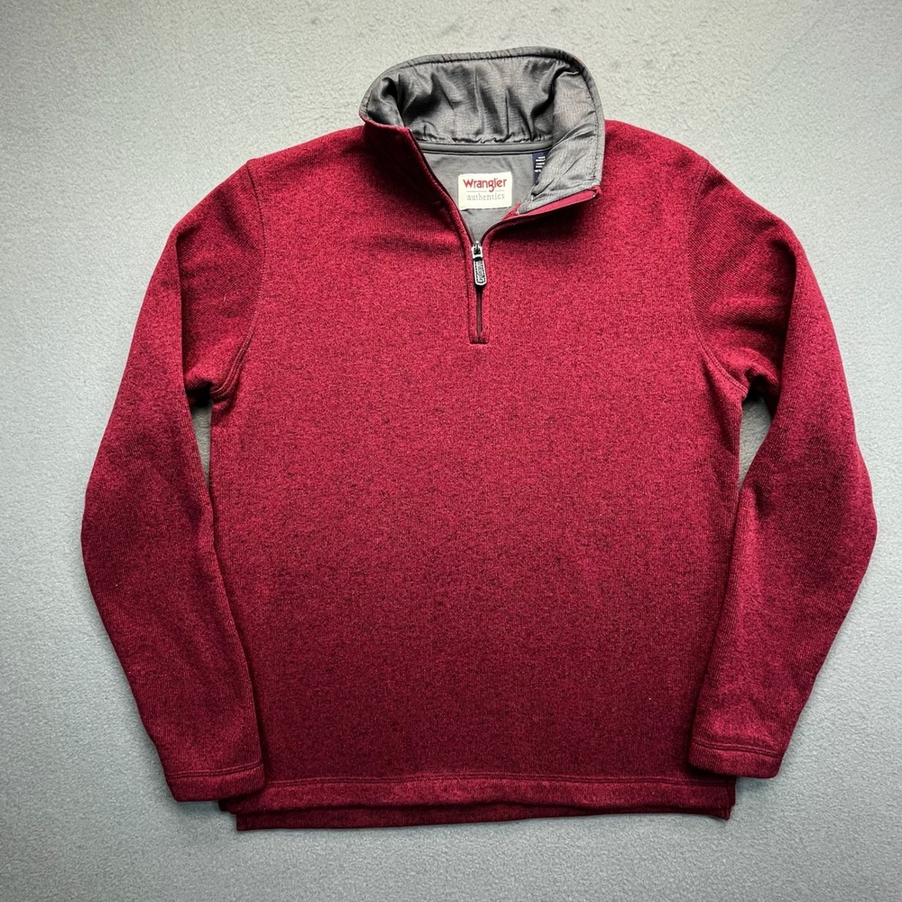 Wrangler‎ Authentics Men's Red Heathered 1/4 Zip Pullover Sweatshirt Size S
